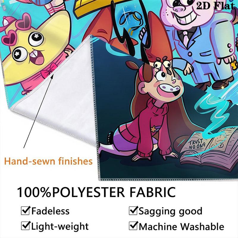 Custom Gravity Falls Wall Hanging Printed Fabric Blanket Decorative Tapestries for Bedroom Living Room Home Decor