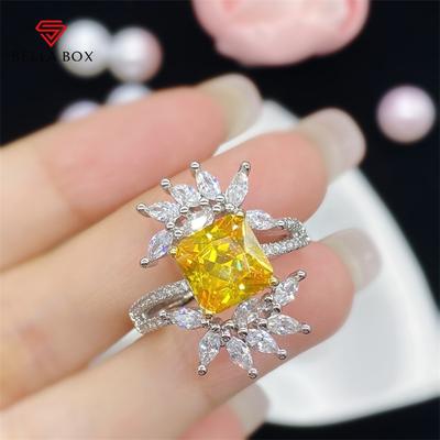 Yellow Square Shape Zirconia Bridal Wedding Ceremony Party Finger Ring Dazzling Delicate Women Rings Fashion Jewelry