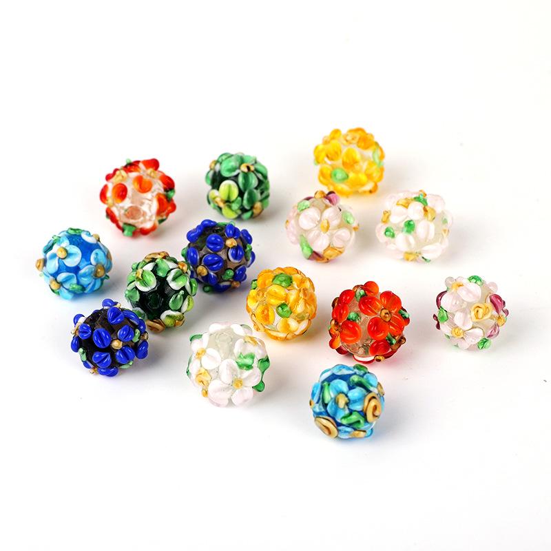 Flower Lampwork Barrel Spacer Beads - Cute Floral DIY Jewelry Accessories