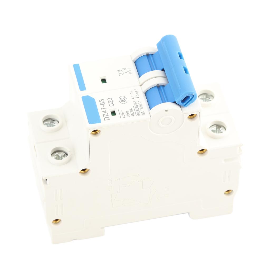 DZ47‑63 2 P Mini Circuit Breaker Cutout Switch Breaker 400VAC(20A)