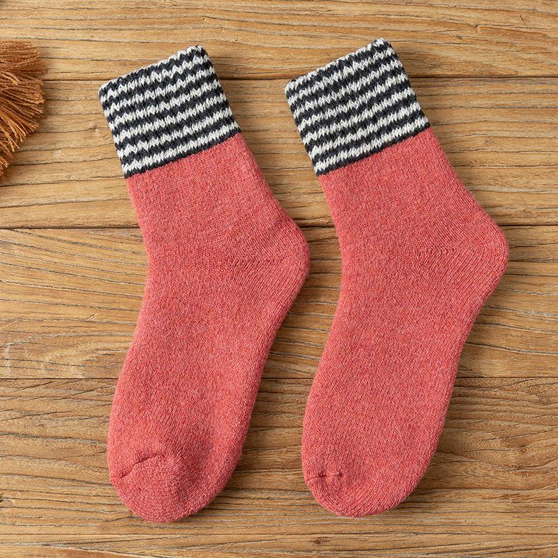 Chaussettes Super Épaisses pour Femme Hiver Mi-mollet Chaussettes en Laine, Épaissies et Molletonnées Chaudes Chaussettes Longues pour Femme, Chaussettes Noires Amples en Coton Cachemire