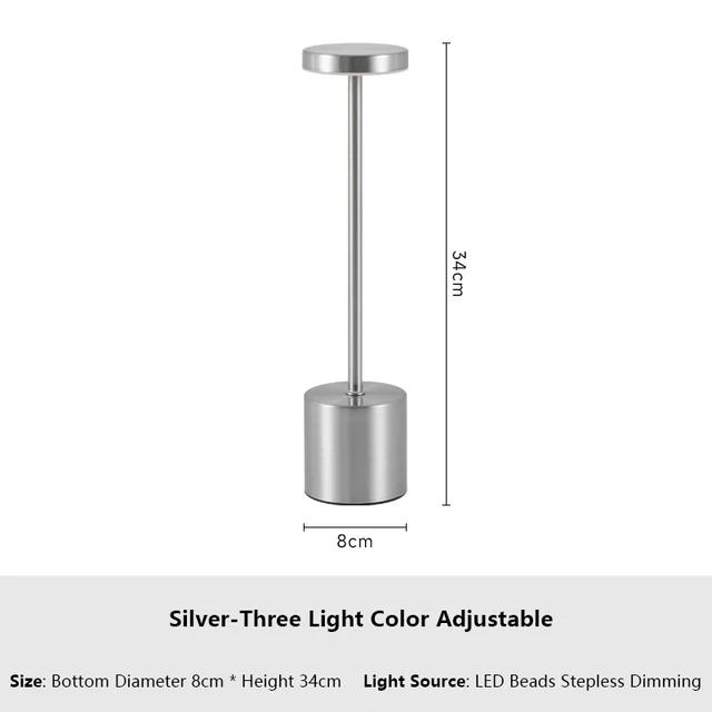 Classic Metal Touch Sensor LED Table Lamp Rechargeable Desk Lamp 3 Colors Creative Ambient Light Bar Room Decor Night Light