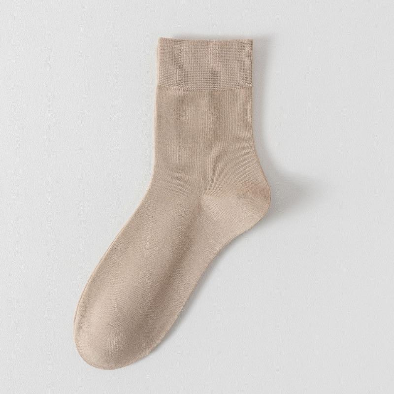 5 Pairs of Cool Bamboo Fibre Socks Men's Breathable Sweat Anti-bacterial Anti-bacterial Spring and Summer Thin Mid-calf Boneless Socks