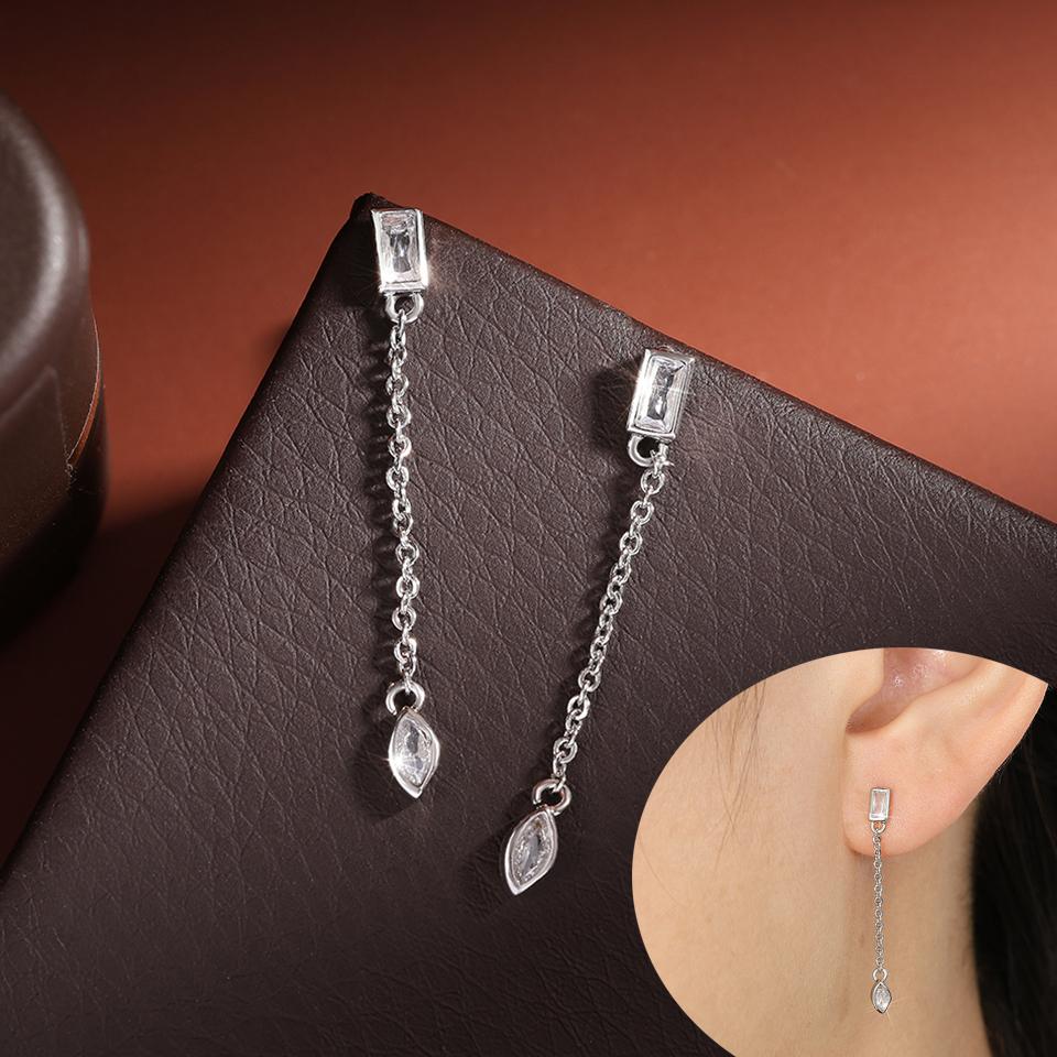 ZAKOL New Elegant Geometric Heart Crystal Long Drop Earrings For Women Cute Delicate Zircon Party Pendientes Zircon