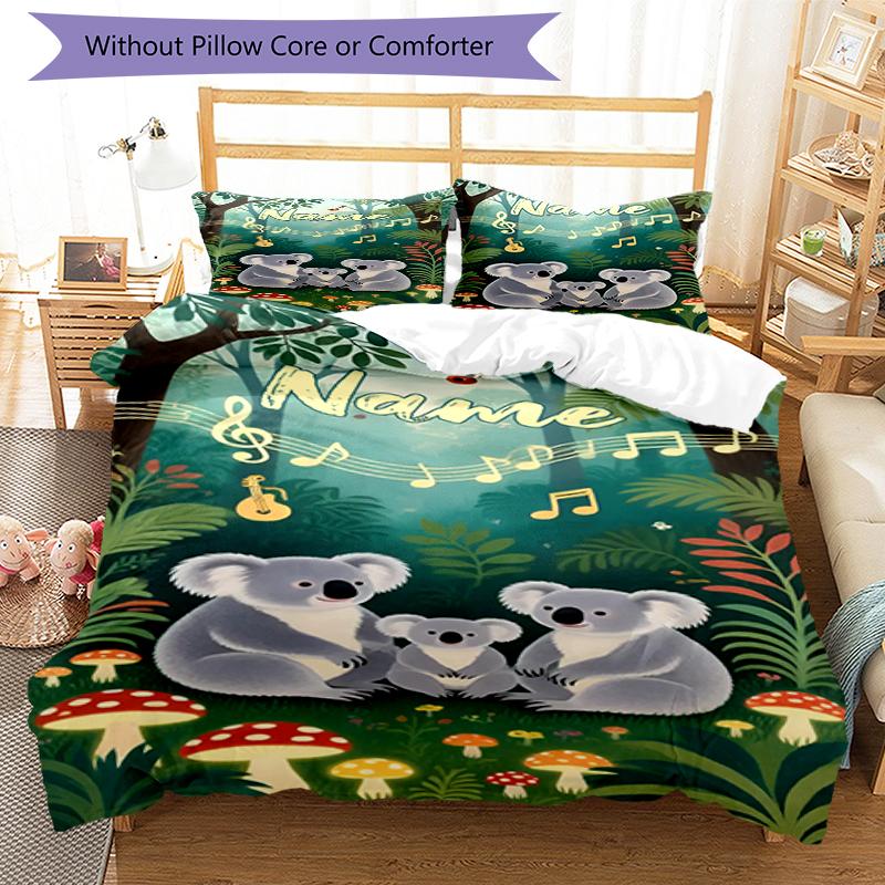 Set Biancheria da Letto Koala Personalizzato con Nome 3 Pezzi Copripiumino Chiusura Include 1 Copripiumino e 2 Federe, Morbido e Confortevole per Tutte le Stagioni.