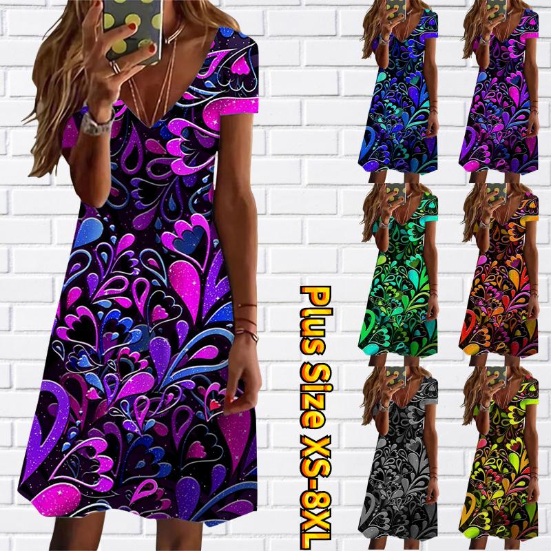 

Летнее модное женское платье с V-образным вырезом и коротким рукавом, яркое и заботливое платье с цветочным принтом, сексуальное платье