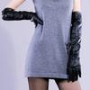 Gloves Full Finger Windproof Faux Leather Long Arm Gloves for Shopping