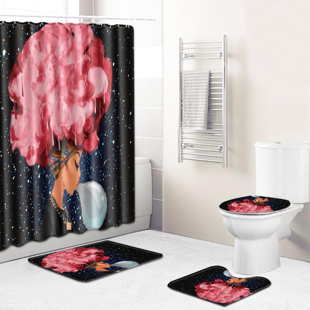 Colored Animals Elephant Lion Horse Bathroom Non-Slip Floor Mat Shower Curtain Carpet Personality Cool