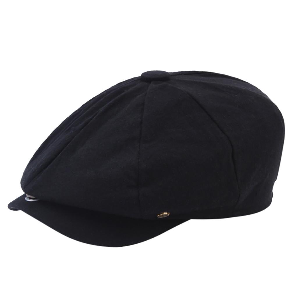 /Winter Unisex Linen Vintage Hat Fashion Painter Hat Color Beret чёрный
