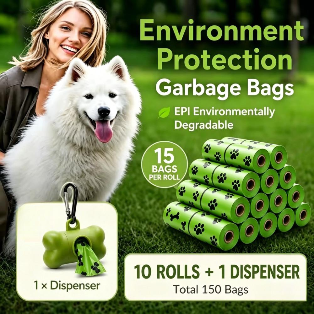 150Pcs Biodegradable Poop Dog Bags+Dispenser - Thickened Dog Waste Bags for On-the-Go Outdoor Cleanup & Environmentally Friendly