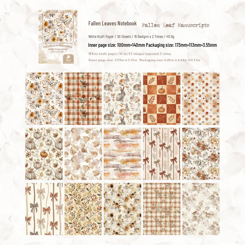 Roaming Autumn & Winter Series: 30 Sheets of Winter-Themed White Kraft Paper for Collage