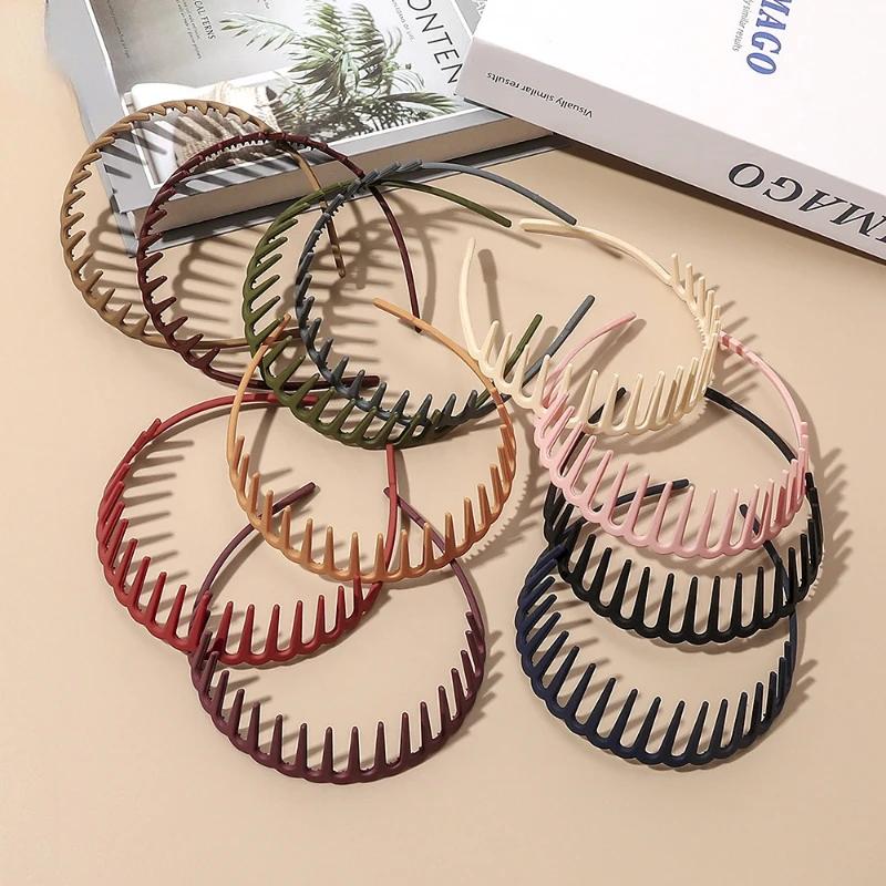 Korean Style Minimalist Women's Headband Hair Accessories Solid Color Versatile with Teeth and Anti Slip Bangs Broken Hair Band