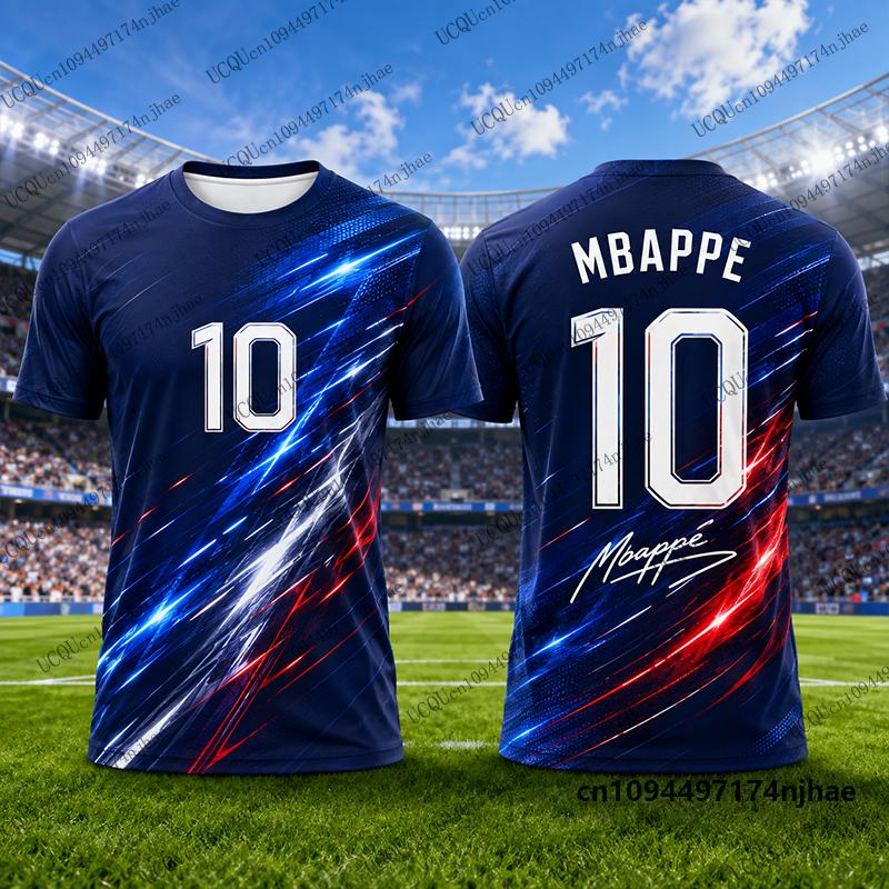 2027 Neues Special Mbappe #10 Druck Fußballtrikot für Herren T-Shirt Sommer Atmungsaktiv Schnelltrocknend Sport-T-Shirts Freizeit Kinder/Erwachsene Oberteile