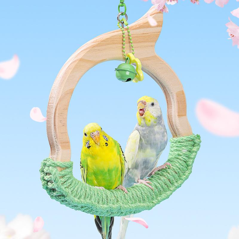 Parrot Hanging Swing Parakeet Solid Wood Bird Cage Branch Training Toy Holding Station Shelf for Parrot