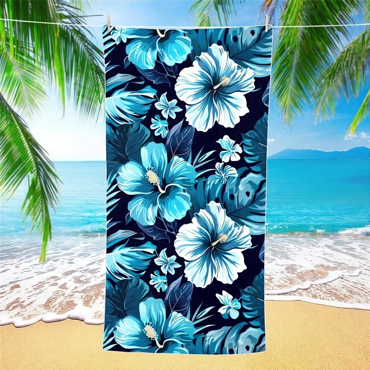 

Floral Print Beach Towel Soft Quick Dry Microfiber Absorbent Bath Towel for Swimming Travel Camping Pool Essential Blanket W30*H60(CM)