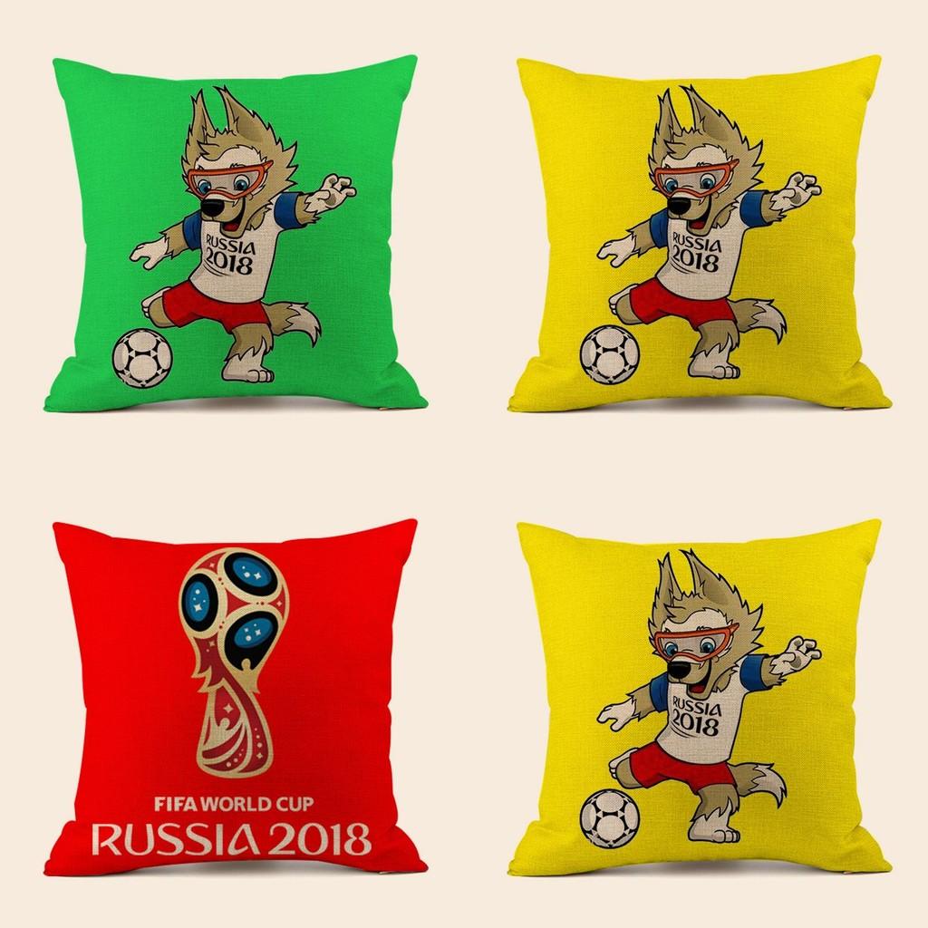 Soccer Fans World Cup 32 Teams Cotton Pillowcase With Emblem For Home Bar Lounge