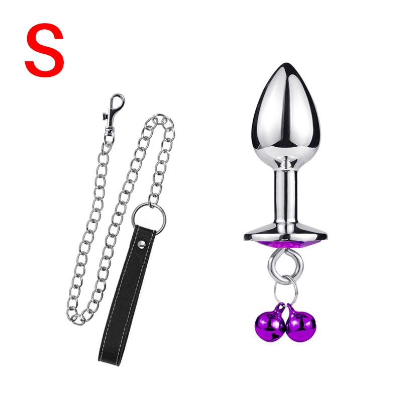 Analplug Sexspielzeug Edelstahl Glattstahl Buttplug mit Glöckchen rundem Kristallanhänger