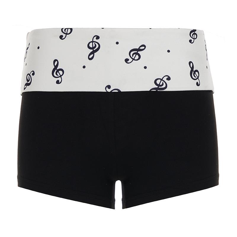 American Spicy Girl Music Note Print Low-Rise Sexy Hip-Hugging Leg-Lengthening Casual Hot Pants Medium чёрный