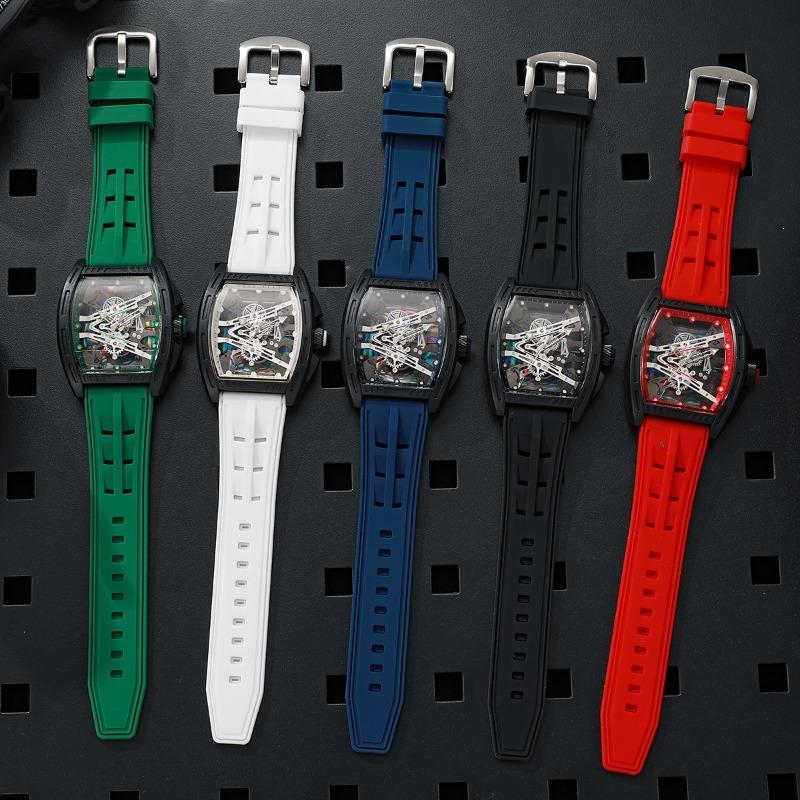 Barrel Richard Hollow Fashion Men's Watch Men's Watch Silicone Strap Watch Quartz Watch