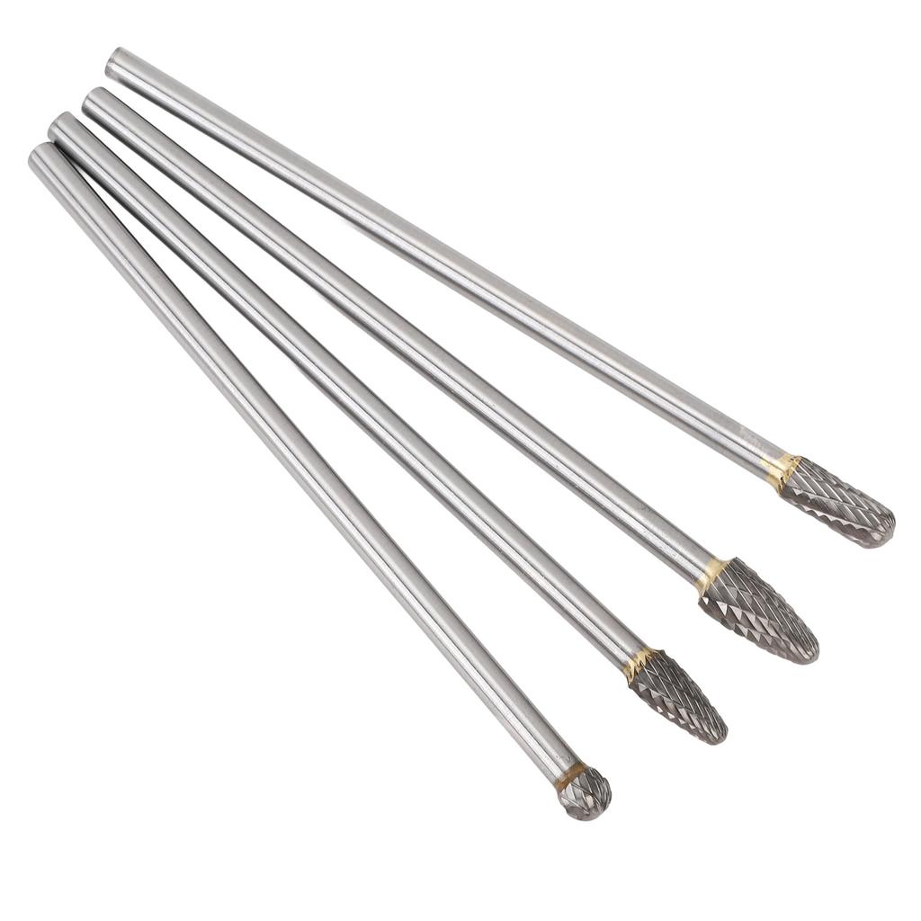 4pcs 6mm Tungsten Steel Carbide Rotary Burr Set Fits Rotary Tool High Efficiency Suitable for Automotive Repair and More