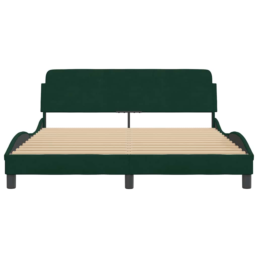 Bed Frame Dover Dark Green 160 x 200 cm Velvet