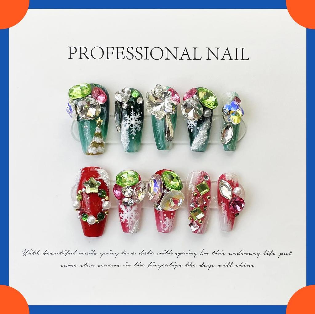 3D Handmade Press On Nails Christmas Style False Nails