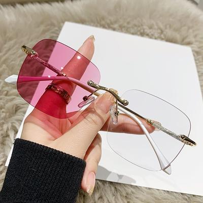 Ultra-Light Plain Anti-Blue Light Frameless Glasses Smart Photosensitive Color Changing Glasses