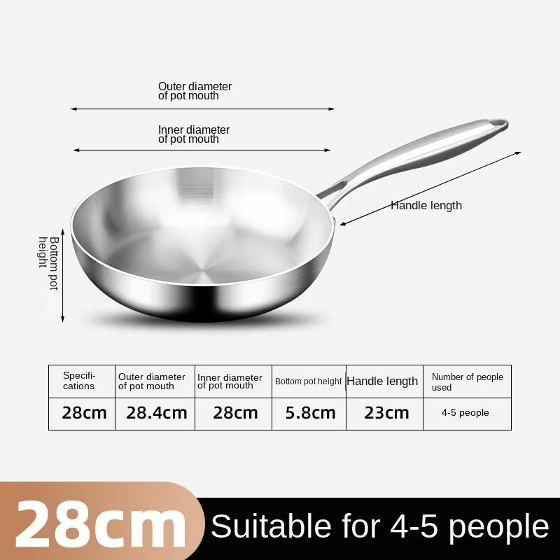 316 Stainless Steel Deep Fryer Non Stick Frying Pan Cooking Steak Kitchen Cookware Gas Stove Induction Cooker Universal Milk Pot