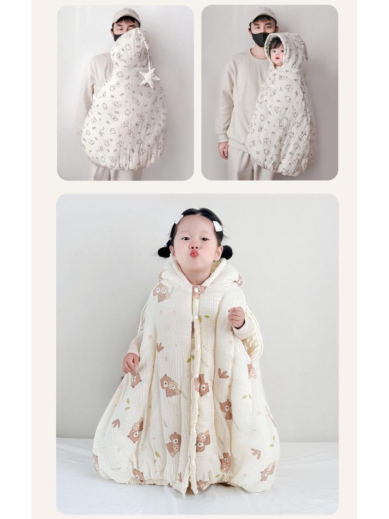 Baby Autumn & Winter Windproof Hooded Cape - Thick Warm Shawl for Outdoors