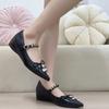 Small Inside Heightened Pointed Toe Shallow Slip Rhinestone Bow Single Shoes for Women One Strap Mary Jane Shoes for Women