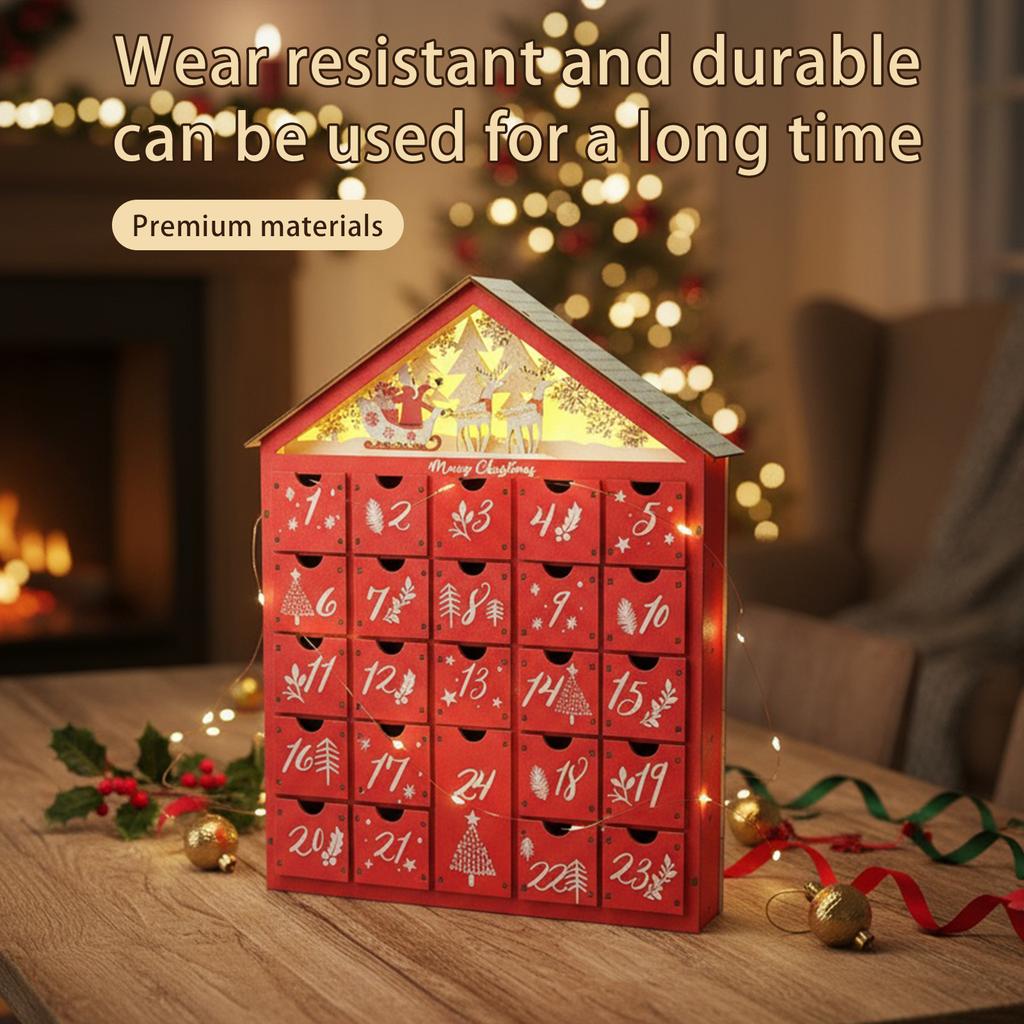 Wooden Christmas Advent Calendar House Shaped Countdown Calendar with 24 Drawers Countdown To Christmas Xmas Countdown Calendar