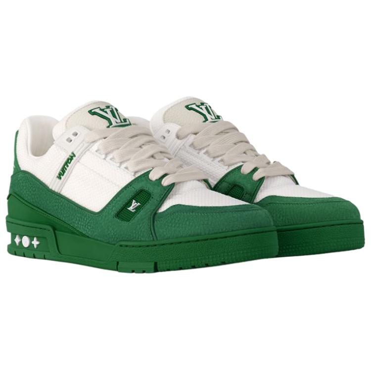 LOUIS VUITTON Trainer Cow Leather Low top Skateboard Shoes Men's Green 1AHTKY