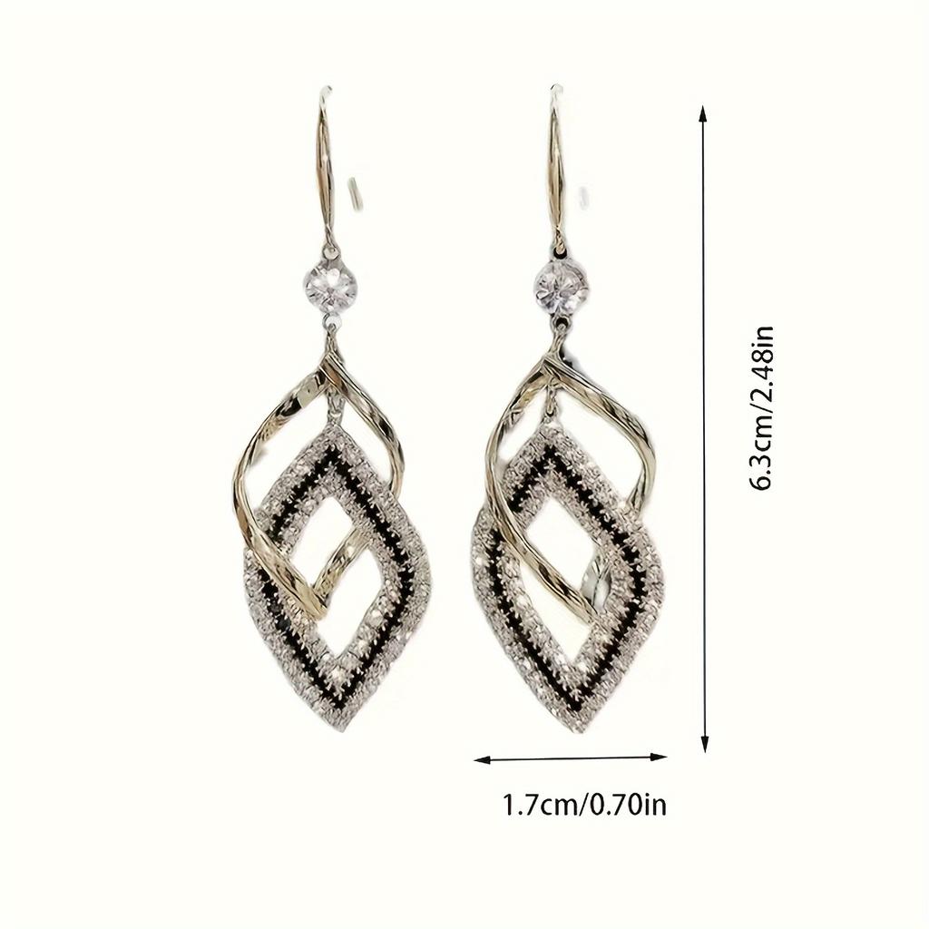 1pc Stylish Sexy Double Hollow Sparkle Pendant Earrings, Suitable for Women's Daily Wear And Easter Gifts, Fine Work, Daily Wear Gifts. Cute Earrings