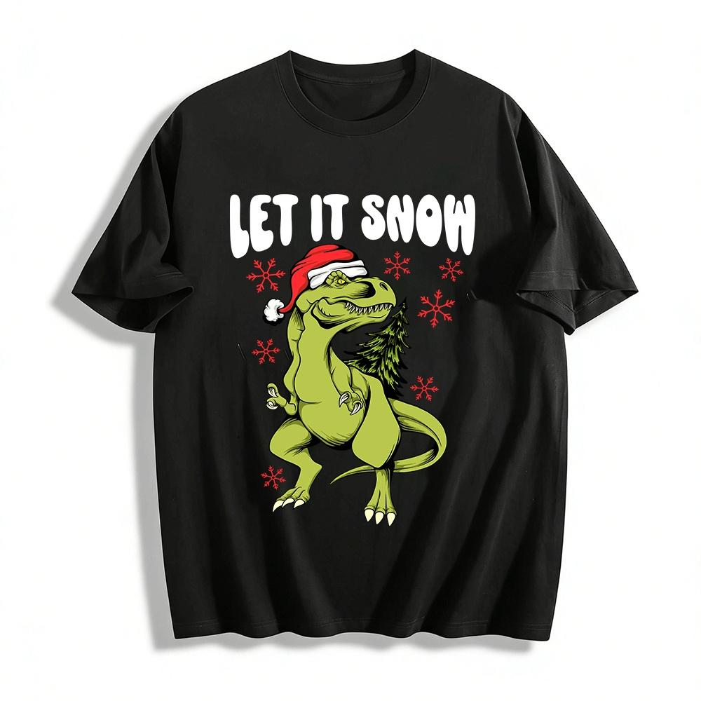 

Christmas T-Rex Print Casual Top For Adults And Kids Pure cotton T-shirt XXS