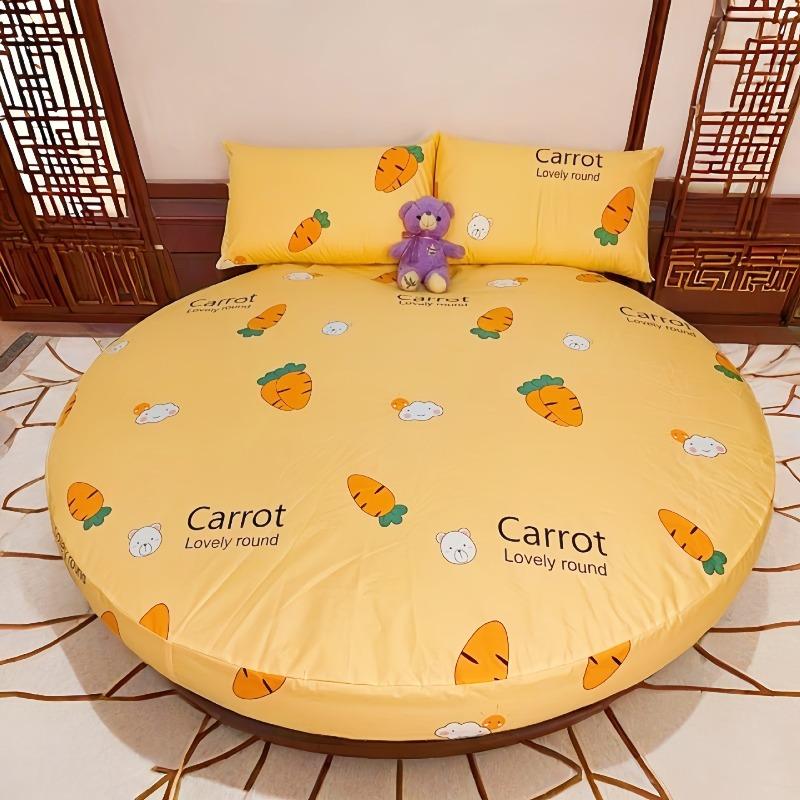 1PC Waterproof Round Cartoon Printed Bed Fitted Sheet with Elastic Single/Queen/King Mattress Cover (without Pillowcase)
