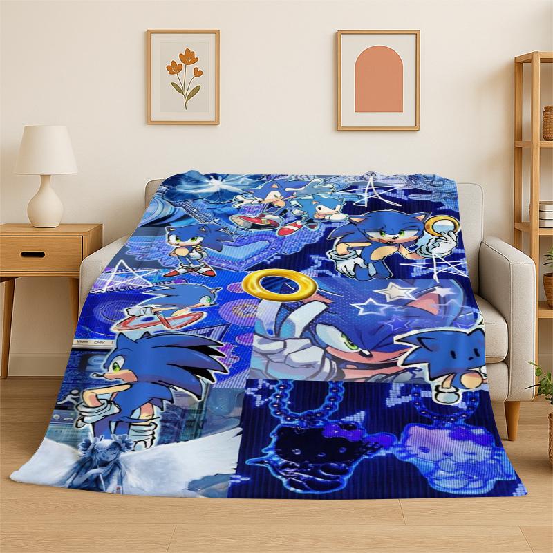 Classic Game S-Sonic Cartoon Soft Flannel Throw Blanket,Cozy Blanket for Bed,Couch,Sofa,Bedroom,Living Room,Travel,Picnic kids
