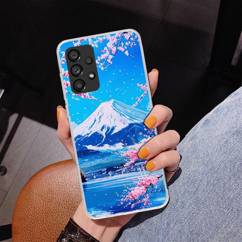Japanische Kirschblüte Mount Fuji Handyhülle Für Samsung Galaxy A52 A32 A22 A12 A51 A31 A50S A30S A20S A10S Note 20 Ultra 10 Plus S10 A