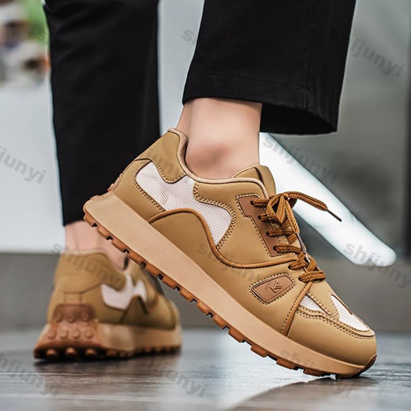 Fashion Men's White Sneakers Autumn Fashion Lace Up Outdoor Casual Shoes Lightweight Comfortable Mesh Breathable Non Slip Running Shoes