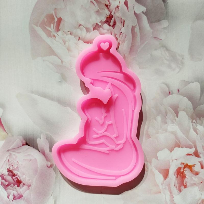 5 Pcs Pregnant Mother Keychain Epoxy Resin Mold Handmade Women Mom Pendants Silicone Mould DIY Crafts Jewelry Necklace