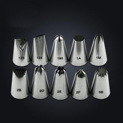 9 Assorted Medium-Sized Seamless Stainless Steel 304 Piping Nozzles for Cookies & Cake Cream