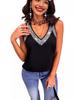 2024 Summer, Cross-border New Women's Clothing, Solid Color V-neck Beads Shiny, Sleeveless Vest T-shirt Top
