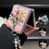 Glitzer Blumen Strass Hülle Für Samsung Galaxy Z Flip8 Flip7 Flip6 Flip5 Flip4 Flip3 3D Blumen & Perlen, Inklusive Handgelenkband Hülle