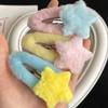 1pair Plush Star Shape Hair Clip Carnival Photography Hairpin for Woman Girls Dopamine Look Bangs Taking Photo Anti Slip