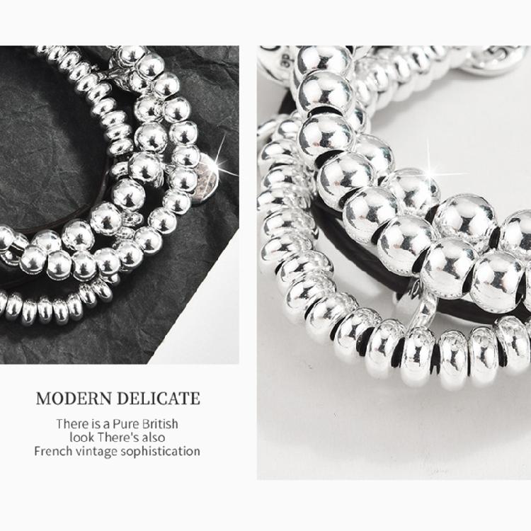 Multiple Strands Silver Plated Bead Bracelet Comfortable Wear Alloy Jewelry For Styles Mixing