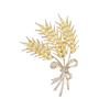 Three-head Wheat Ear Brooch, High-end and Elegant Feminine Faux Crystal Barley Corsage Design, A Niche Brooch
