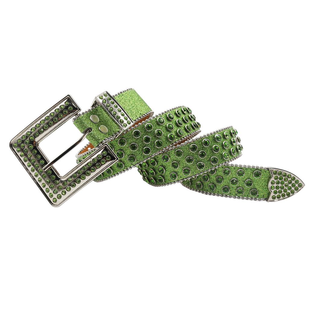 Square Buckle Design Rhinestone Full Diamond Punk Style Sexy Japanese Belt Jewelry Street Shiny Belt