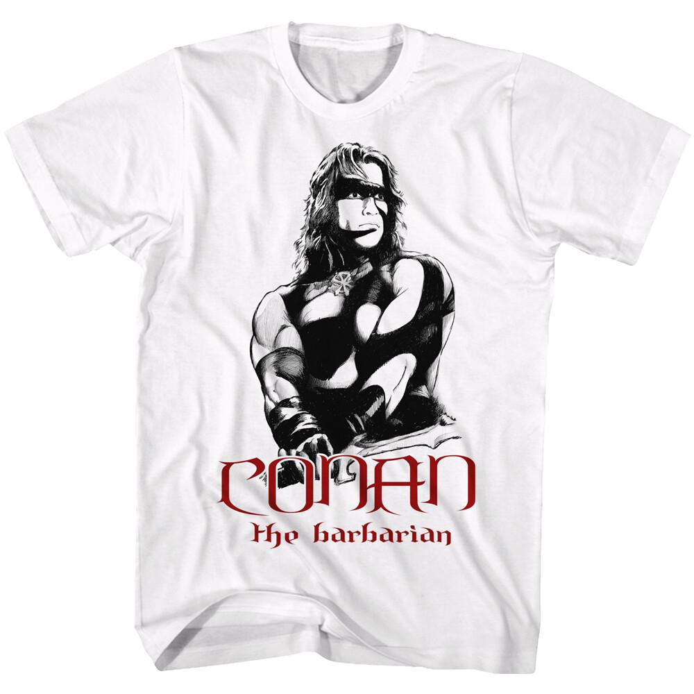 Conan The Barbarian Classic Movie Black Red War Paint Men T-Shirt XXXL