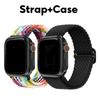 Nylon Strap And PC Case Elastic Woven Bracelet Protective Cover For Apple Watch Series 9 8 7 6 5 Se 4 I Watch 45mm 44mm 40mm 41mm