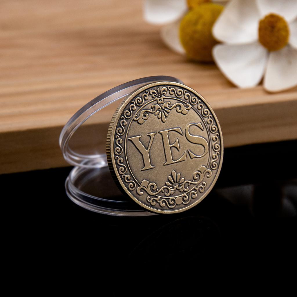 1PC Bronze Yes or No Commemorative Coin Souvenir Non-currency Coins Game Prop Challenge Coins Collection Decoration Crafts