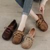 Cow Genuine Leather Soft Soled Hollow Sandals for Women Retro Casual Women Shoes Comfy Retro Wide Toe Thick Soled Women's Shoes